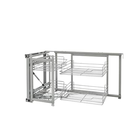 Rev-A-Shelf Steel, Silver, 39 in W, 21.39 in H, 20.12 in L, Silver 5707-15CR